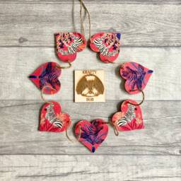 Zebra Bunting, Wooden Animal Print Garland, Safari Wall Decor, Eds Gifts For Valentines Day - thumbnail 1