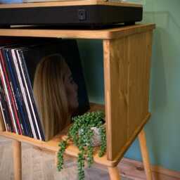 Record Player Stand Handcrafted Turntable Station With Vinyl Storage, Minimalist Design, Lp Storage Unit Customised Sizes/Colours - thumbnail 3