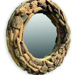 Beachcomber Round Mirror 60cm, Driftwood Style Teak Root Wall - thumbnail 3