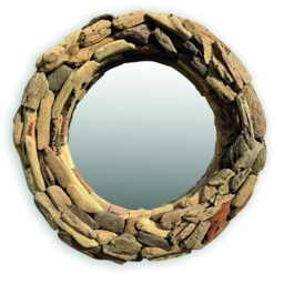 Beachcomber Round Mirror 60cm, Driftwood Style Teak Root Wall - thumbnail 2