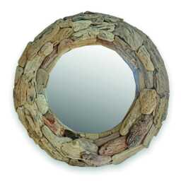 Beachcomber Round Mirror 60cm, Driftwood Style Teak Root Wall - thumbnail 4