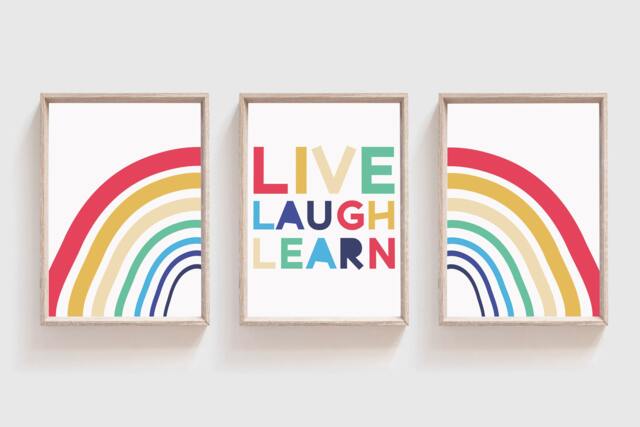 Set Of 3 Boys Nursery Prints, Rainbow Decor, Of Three Wall Art, Quotes - image 1