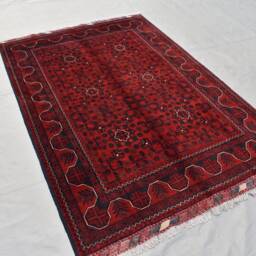 Handmade Bukhara Afghan Rug Geometric Wool Persian Style - 5.11x4.0 Ft - thumbnail 2