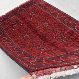 Handmade Bukhara Afghan Rug Geometric Wool Persian Style - 5.11x4.0 Ft - thumbnail 3
