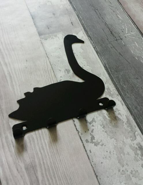 Swan Silhouette Key Hook Rack - Bird Metal Wall Art - image 1