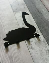 Swan Silhouette Key Hook Rack - Bird Metal Wall Art - thumbnail 1