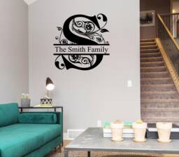 Monogram Family Name Wall Decal Elegant Home Decor