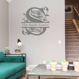 Monogram Family Name Wall Decal Elegant Home Decor - thumbnail 3