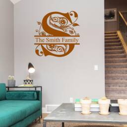 Monogram Family Name Wall Decal Elegant Home Decor - thumbnail 2