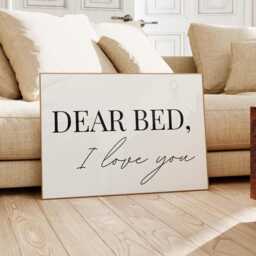 Dear Bed I Love You Horizontal Poster, Funny Bedroom Wall Art, Cozy Sleep Decor, Minimalist Black & White Print, Sleep Lovers Art - thumbnail 3