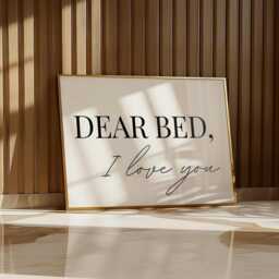 Dear Bed I Love You Horizontal Poster, Funny Bedroom Wall Art, Cozy Sleep Decor, Minimalist Black & White Print, Sleep Lovers Art - thumbnail 2