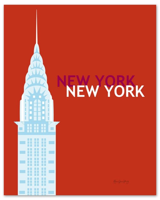 New York City Print, Skyline Poster, Nyc Wall Art, Chrysler Building Loose Petals Style E8-O-Ny4 - image 1