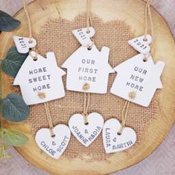 Personalised Our First Home Gift, Happy Place Hanging Clay Keepsake, 2025, House Decoration, Housewarming, Good Luck, New Gift - thumbnail 2