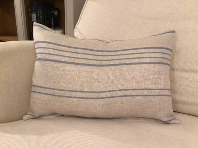 Cushion Covers in Peony & Sage French Ticking - image 1