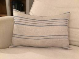 Cushion Covers in Peony & Sage French Ticking - thumbnail 1