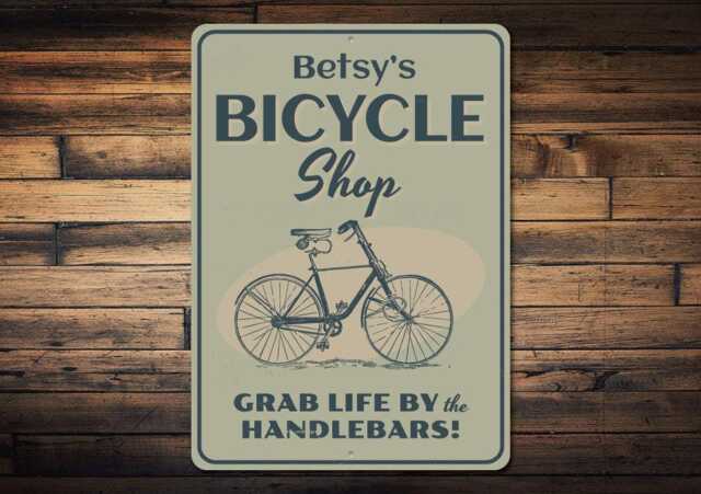 Bicycle Sign, Shop Bike Wall Decor, Gift For Biker, Bicyclist Gift, Sign -Quality Aluminum Shops - image 1