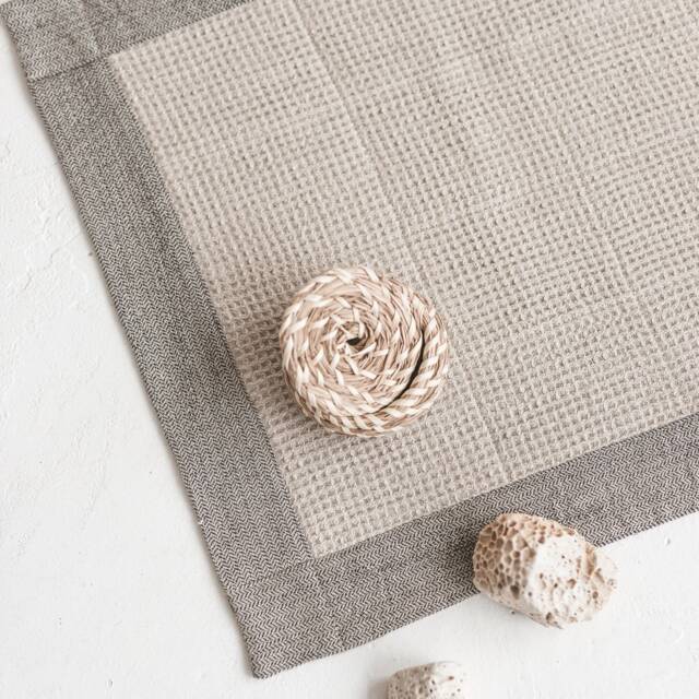 Linen Waffle Bathroom Mat Washable Natural Organic Quick Dry Rug Farmhouse Rustic Bath Accessory - image 1