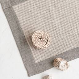 Linen Waffle Bathroom Mat Washable Natural Organic Quick Dry Rug Farmhouse Rustic Bath Accessory - thumbnail 1