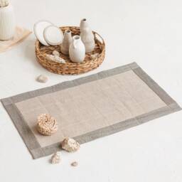 Linen Waffle Bathroom Mat Washable Natural Organic Quick Dry Rug Farmhouse Rustic Bath Accessory - thumbnail 2
