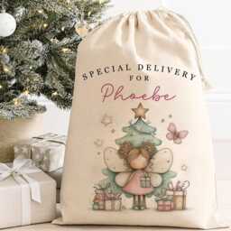 xl Personalised Santa Sack, Christmas Gift Bag, Pink Fairy Stocking Filler, Father Christmas, Traditional - thumbnail 2