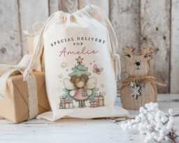 xl Personalised Santa Sack, Christmas Gift Bag, Pink Fairy Stocking Filler, Father Christmas, Traditional - thumbnail 1
