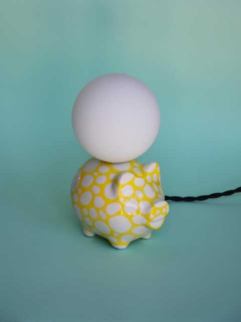 Handmade Ceramic Lamp - White-Yellow Glaze With Glass Globe & G9 Bulb - image 1