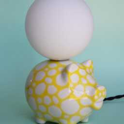 Handmade Ceramic Lamp - White-Yellow Glaze With Glass Globe & G9 Bulb - thumbnail 3