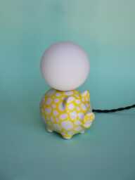 Handmade Ceramic Lamp - White-Yellow Glaze With Glass Globe & G9 Bulb