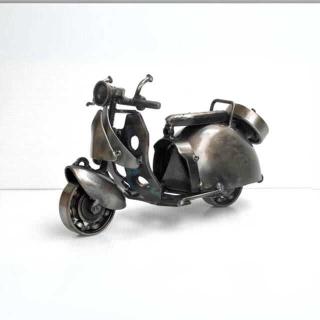 Scrap Metal Vespa Sculpture, Handmade Recycled Steel Motorcycle For Collectors, Gift Valentine - image 1