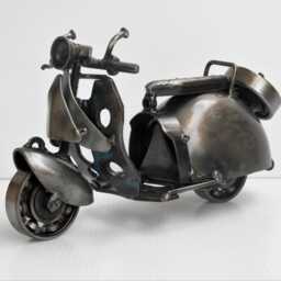 Scrap Metal Vespa Sculpture, Handmade Recycled Steel Motorcycle For Collectors, Gift Valentine - thumbnail 3