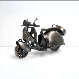 Scrap Metal Vespa Sculpture, Handmade Recycled Steel Motorcycle For Collectors, Gift Valentine - thumbnail 1