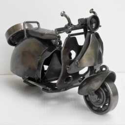Scrap Metal Vespa Sculpture, Handmade Recycled Steel Motorcycle For Collectors, Gift Valentine - thumbnail 2
