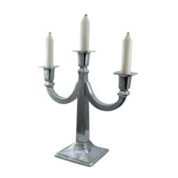 Beautiful Three-Light Candelabra in Polished Pewter. Made Italy, Handcrafted - thumbnail 3
