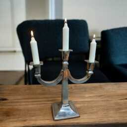 Beautiful Three-Light Candelabra in Polished Pewter. Made Italy, Handcrafted - thumbnail 2