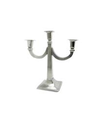 Beautiful Three-Light Candelabra in Polished Pewter. Made Italy, Handcrafted - thumbnail 1