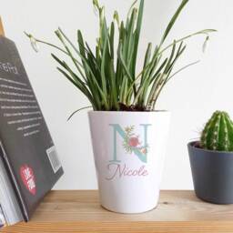 Personalised Ceramic Plant Pot Initial Name Indoor Garden Gift - thumbnail 4