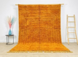 Orange Geometric Moroccan Rug, Large Area Rugs, Hand Tufted Berber Wool Decor, Shag Carpet - thumbnail 1