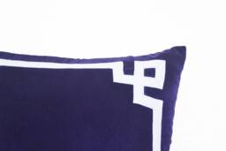 Purple Pillow, Plush Greek Key Velvet Throw Cushion, White Pillow