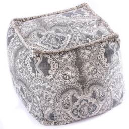 Gray Pouf Ottoman Cover Boho Bean Bag Stool 20x20x20 - thumbnail 4