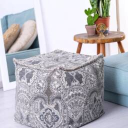 Gray Pouf Ottoman Cover Boho Bean Bag Stool 20x20x20