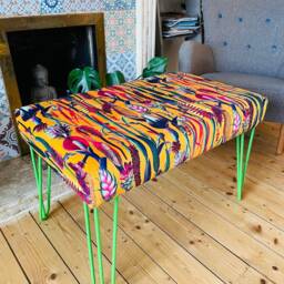 Handmade Footstool Hairpin Legs, Industrial Furniture, Large Ottoman - thumbnail 3