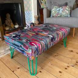 Handmade Footstool Hairpin Legs, Industrial Furniture, Large Ottoman - thumbnail 2