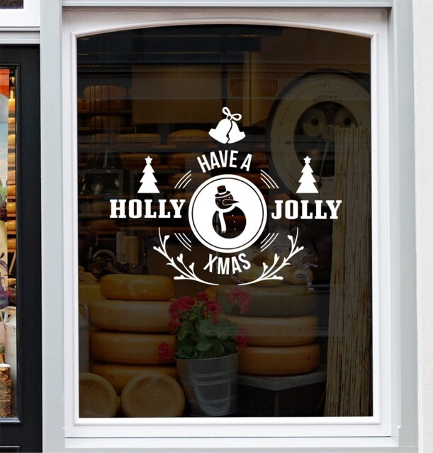 Christmas Window Sticker Have A Holly Jolly Xmas Shop Home Decoration Vinyl Decal - image 1