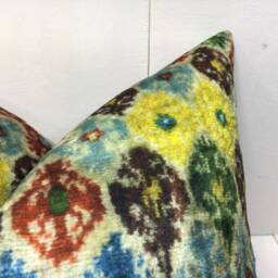 Ikat Silk Pillow Cover 20x20, Handwoven Accent - thumbnail 2