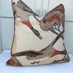Luxury Designer Mulberry Flying Ducks Stone Brown Cushion Pillow Cover - thumbnail 3