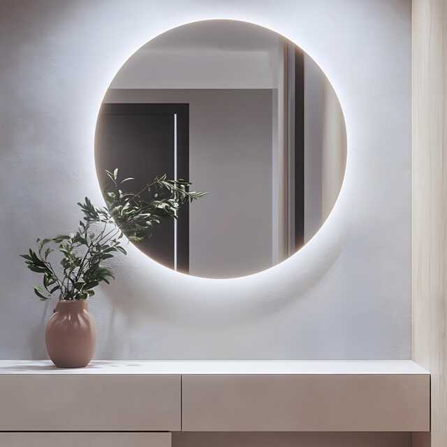 Sleek Led Mirror, Luxury Vanity Round Mirror With Backlight, Elegant Lights, Frameless - image 1