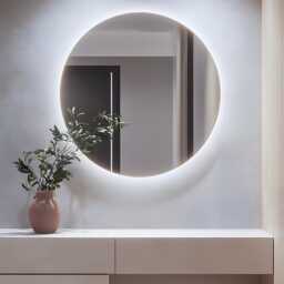 Sleek Led Mirror, Luxury Vanity Round Mirror With Backlight, Elegant Lights, Frameless