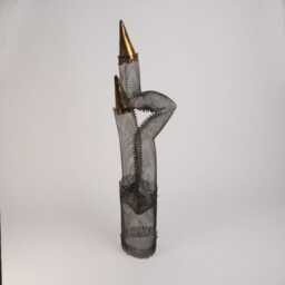 steel Wire Mesh Sculpture With 18K Gold Ceramic, Modern Mantle Decor - thumbnail 2