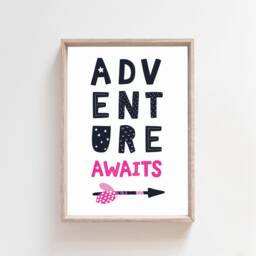Set Of 3 Girls Nursery Prints, Playroom, Wall Art, Adventure Awaits, Bedroom Decor, Prints - thumbnail 3