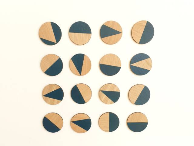 Dark Blue Geometric Wall Art Laser Cut Plywood Wooden Decor Scandi Boho Wallart Circles Hand Painted Modern Decorative Big Statement UK - image 1